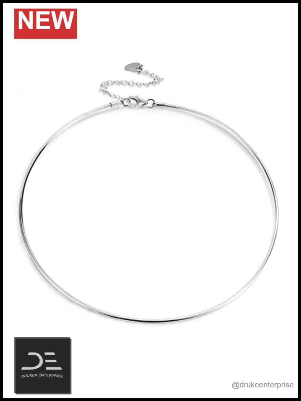 Solid 925 Sterling Silver 2MM Glossy Circle Choker Necklace 18in